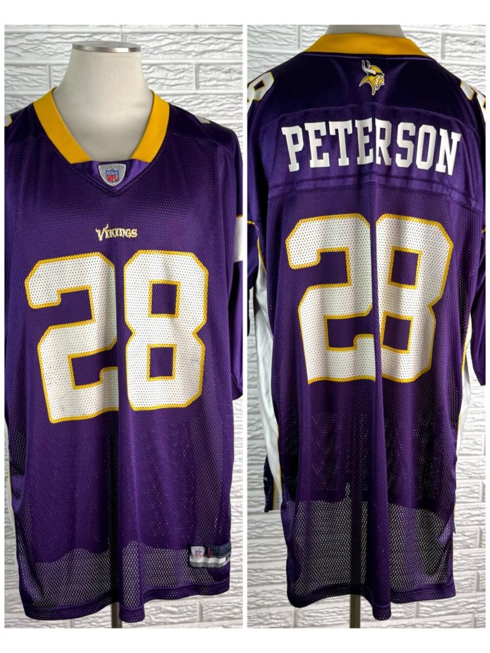 Vtg Authentic NFL Reebok Minnesota Vikings Adrian Peterson 28 Football Jersey 2X